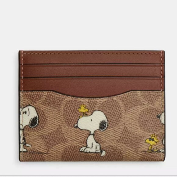 Coach X Peanuts Slim Id Card Case In Signature Canvas With Snoopy Print CBK55 - Picture 1 of 5